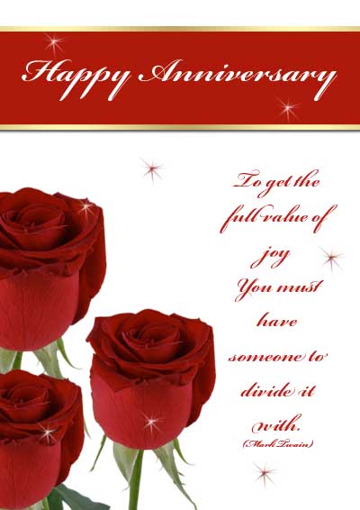 Free Printable Roses Anniversary Cards