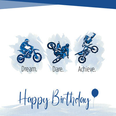 Dream. Dare. Achieve. motorcycle birthday card 58