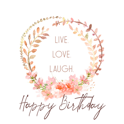 Boho Live. Love. Laugh. Birthday card 60