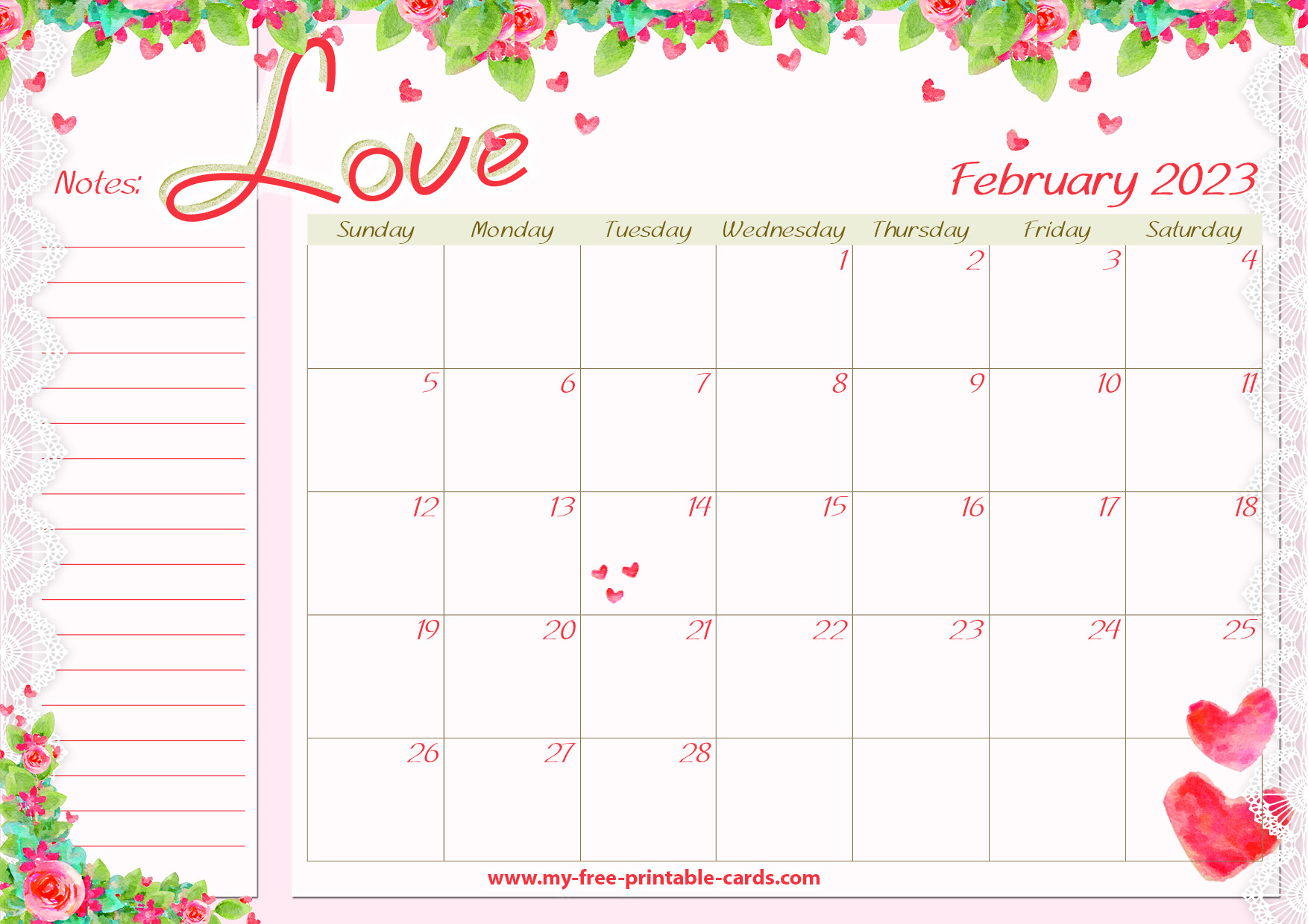 Printable Calendar Feb 2023
