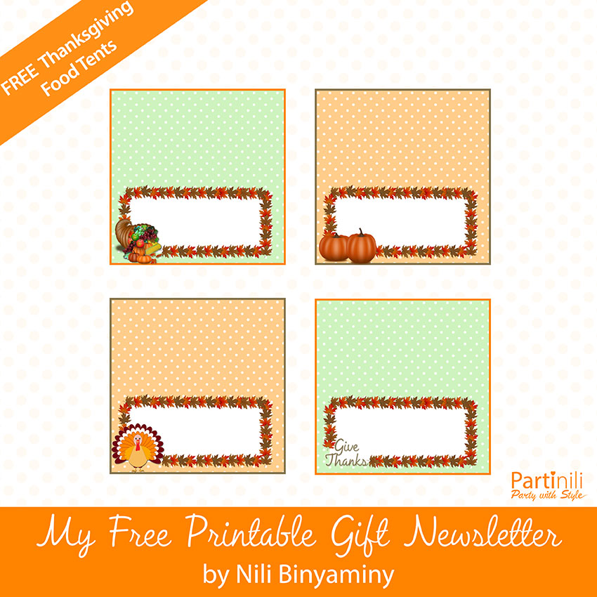 Printable Thanksgiving Food Tents/Place Cards