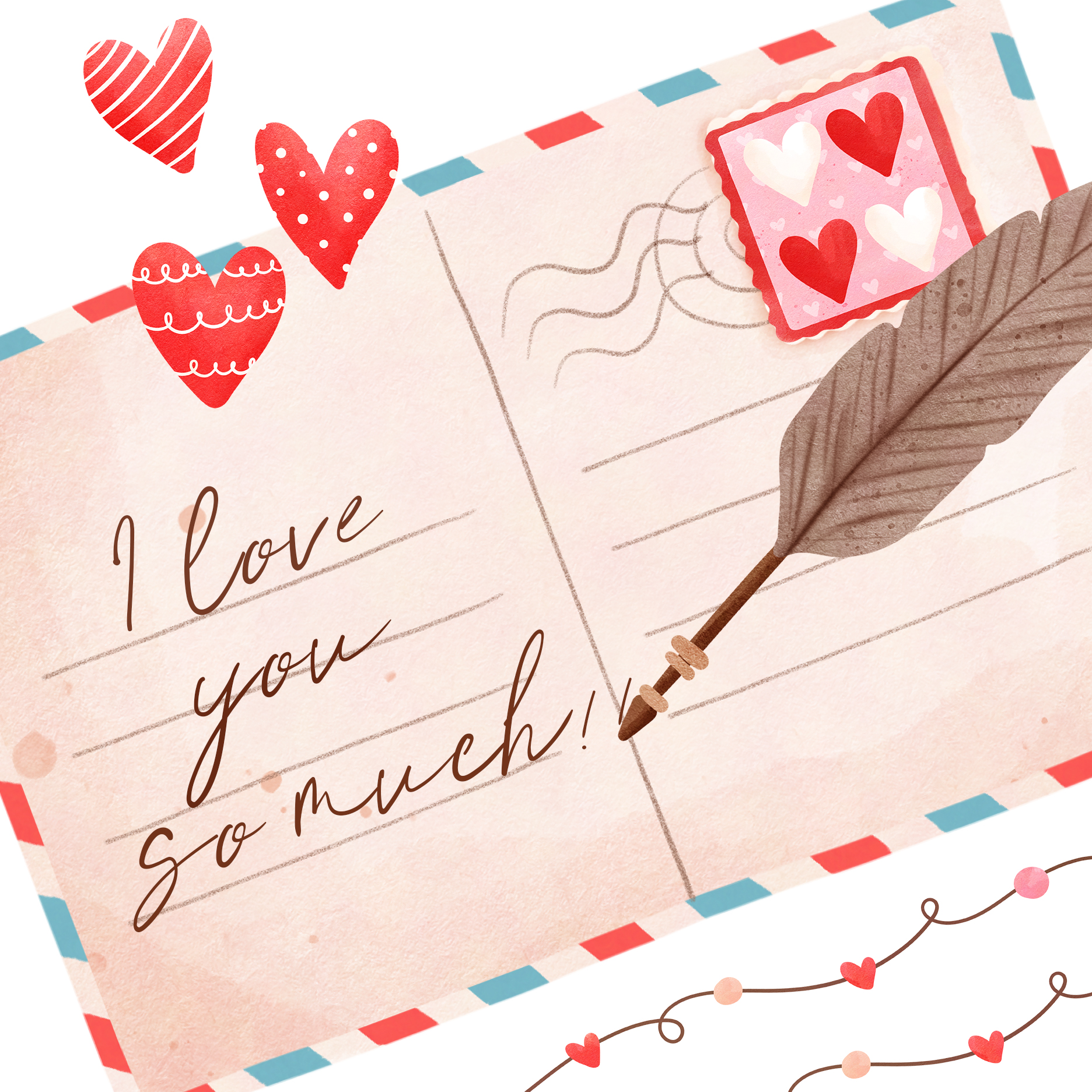 printable I love u so much valentine's day card