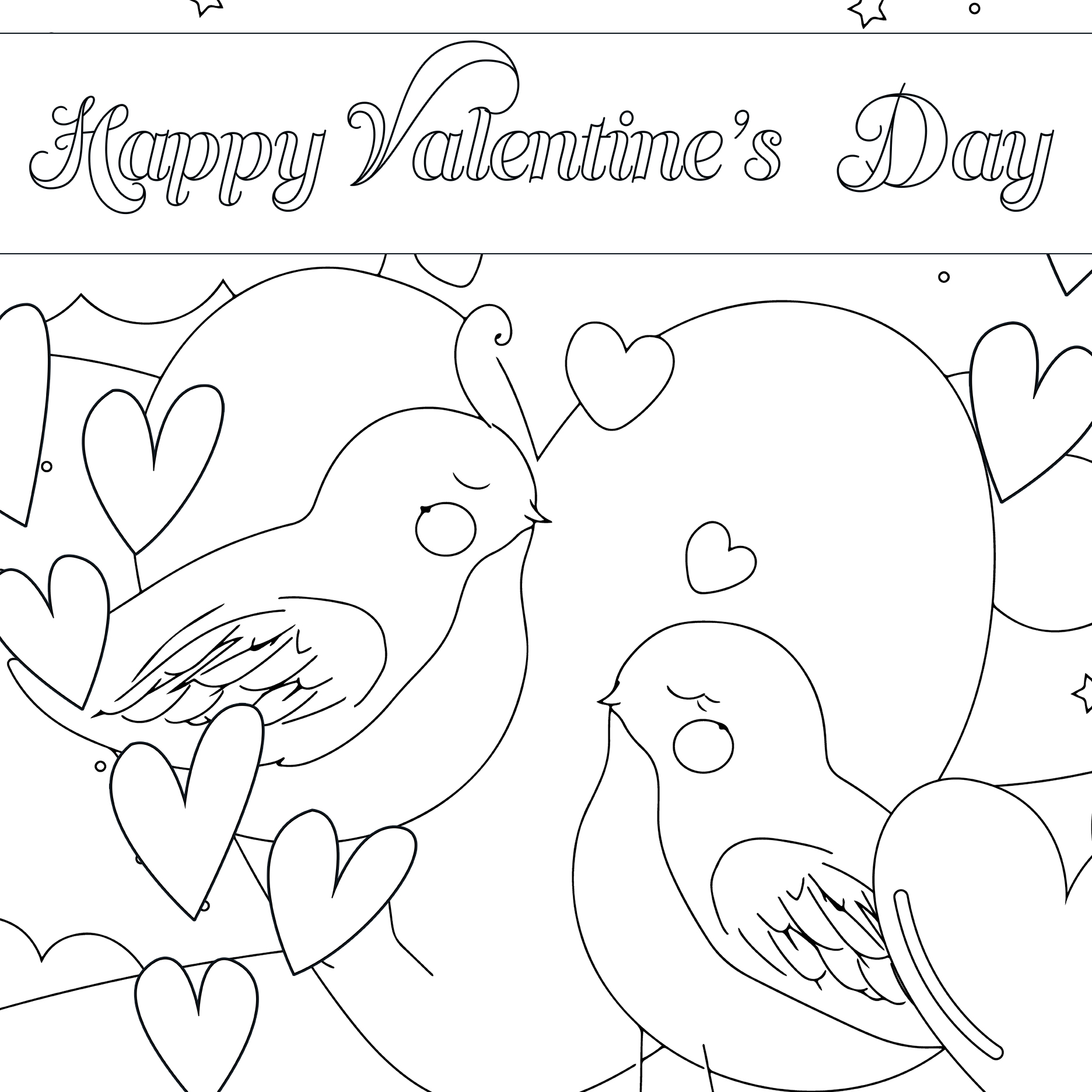 printable valentine's day love birds coloring card