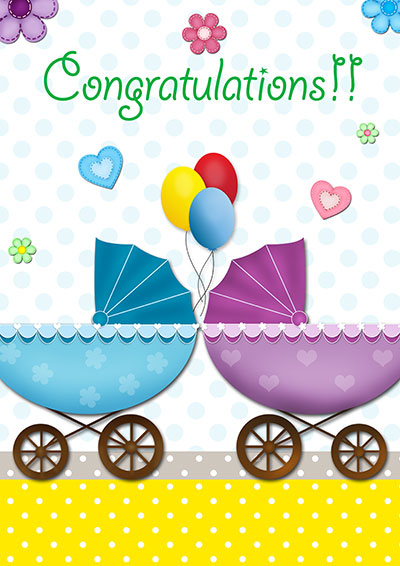 Baby Twins Congrats  Card 002