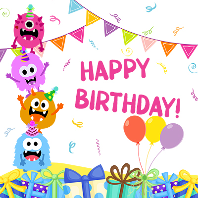 Cute Monsters Birthday Card 043