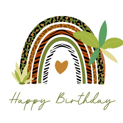 Safari jungle rainbow birthday card 46