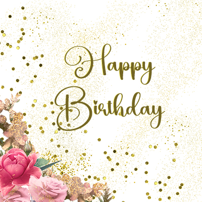 Gold glittering & roses birthday card 52