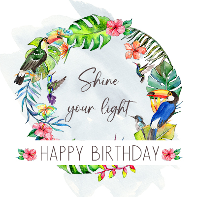 Tropical flowers birthday card 53