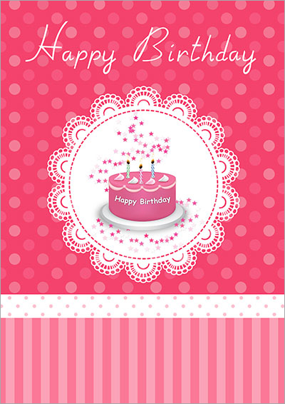 Pink Birthday Cake Card 015