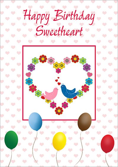 Love Birds Birthday Heart 018