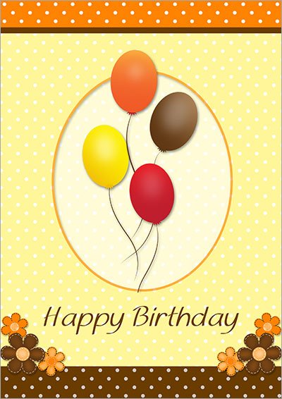 Flying Balloons Birthday  Card 038