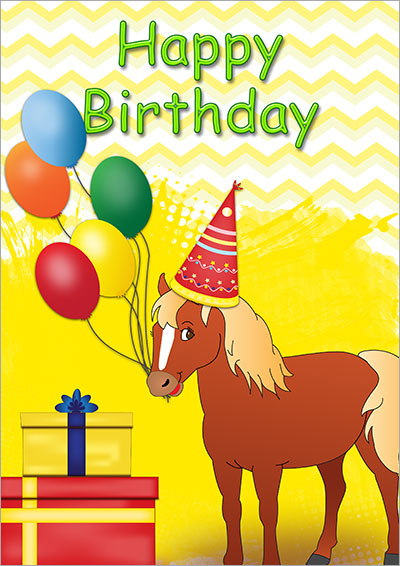 Horse Birthday Party Card 001