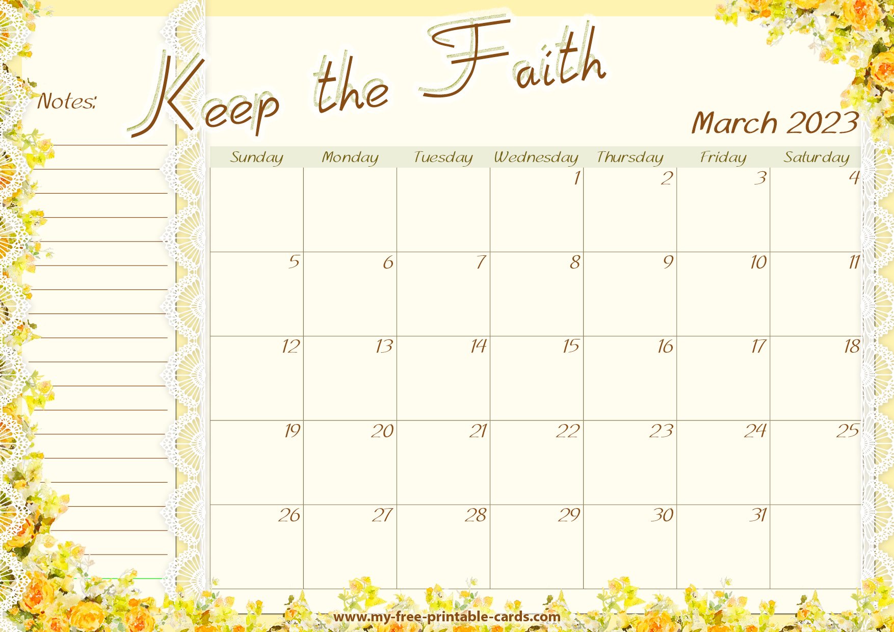 Printable Calendar March 2023