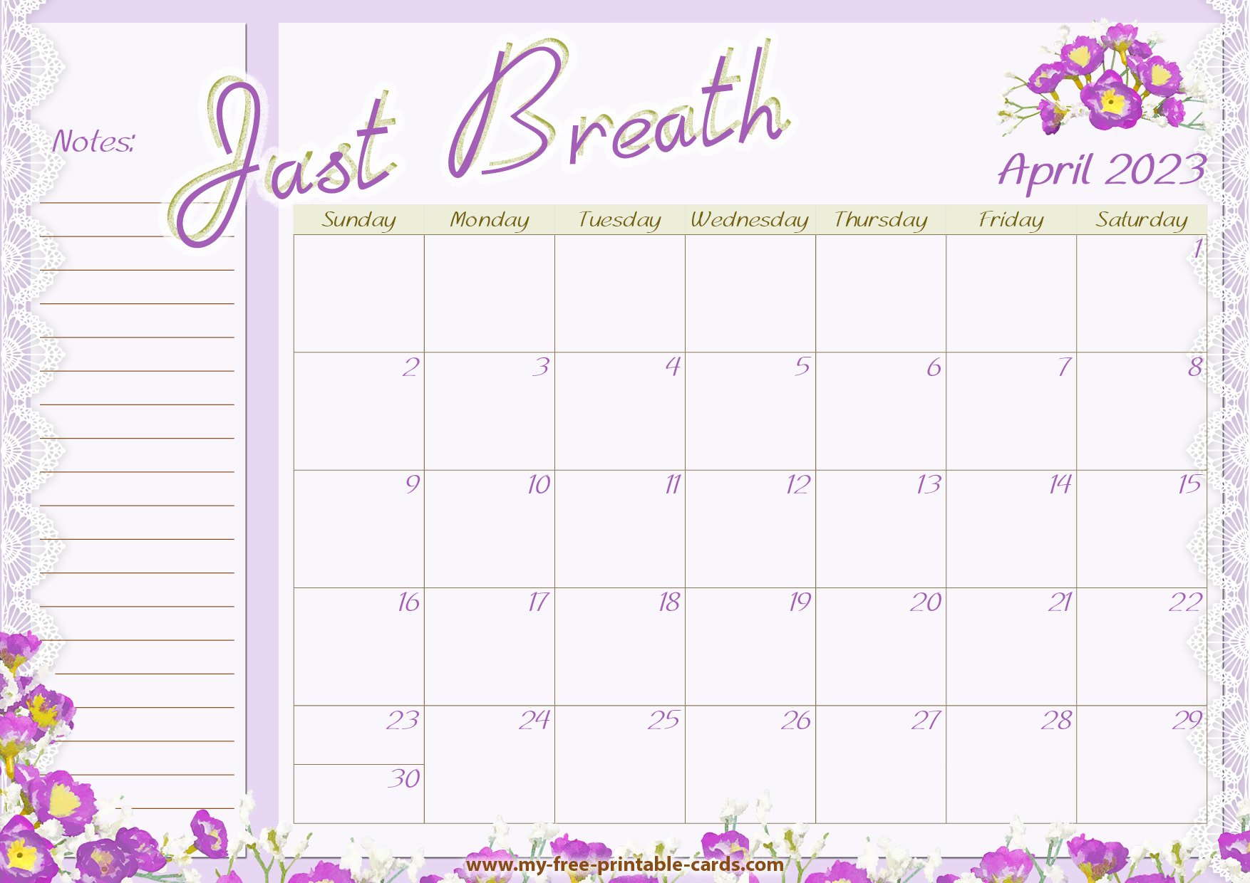 Printable Calendar April 2023