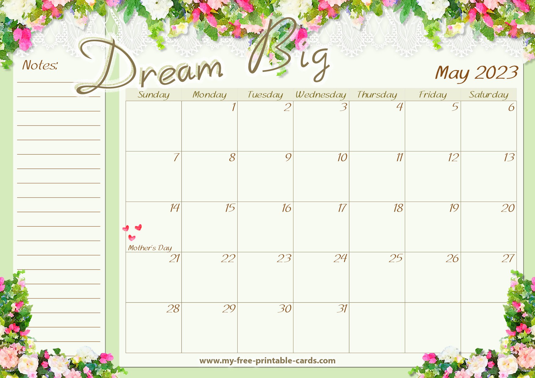 Printable Calendar May 2023