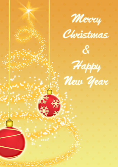 Golden Christmas Ornaments Card 008