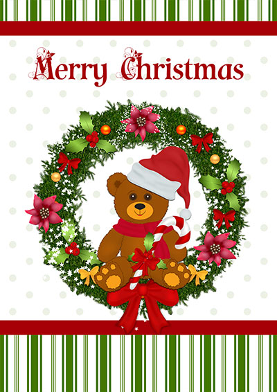 Merry Christmas Teddy Wreath 012