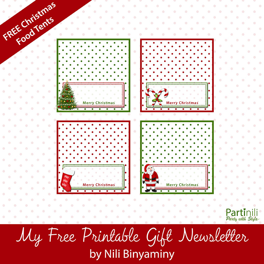 Printable Christmas Place Cards / Food Tents