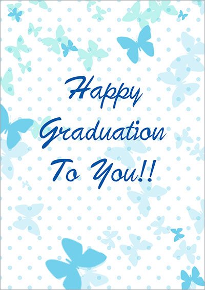 Blue butterflies graduation card 005