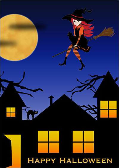 Halloween Witch Night Card 003