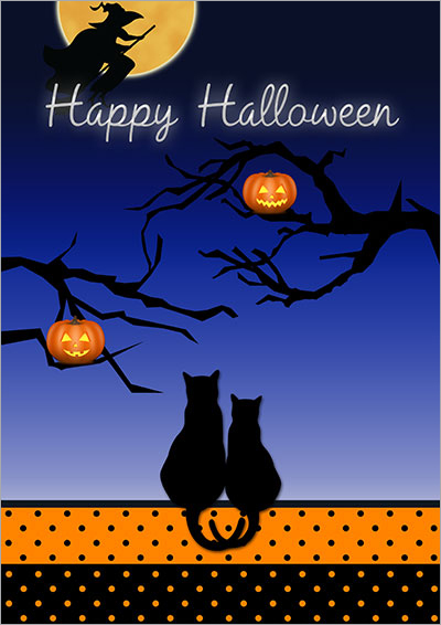 Halloween Love Cats Greeting Card 011