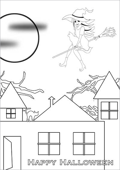 Halloween Witch Night Color Card 003