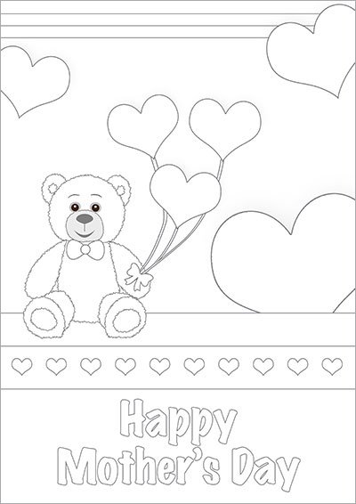 Hearts Teddy Bear Color Card 007