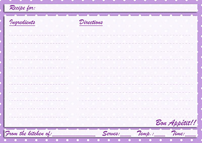 Purple polka-dots recipe card