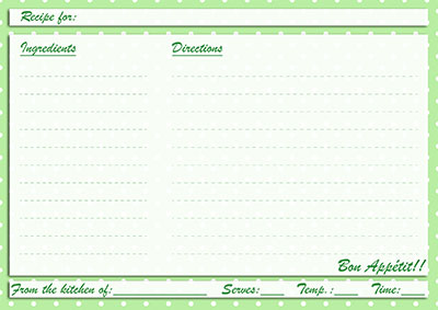 Green polka-dots recipe card