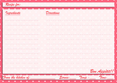 Red polka-dots recipe card