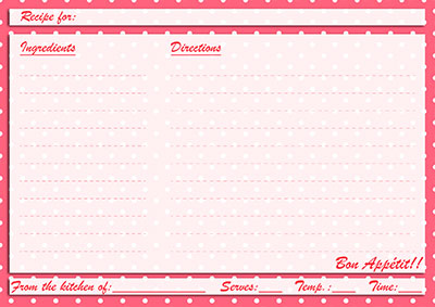 Red polka-dots recipe card