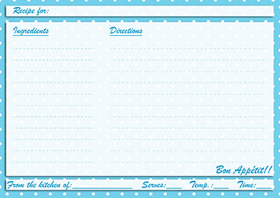 Blue polka-dots recipe card