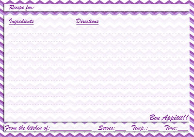 Purple chevron recipe card