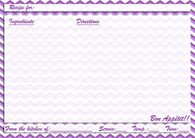 Purple chevron recipe card