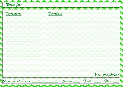 Green chevron recipe card