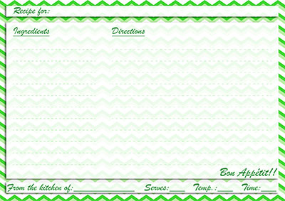 Green chevron recipe card