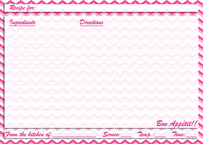 Pink chevron recipe card