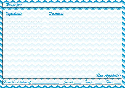 Blue chevron recipe card