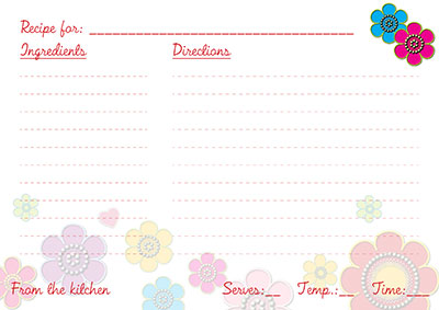 Colorful flowers recipe cards