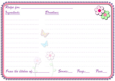 Butterflies & flowers recipe card