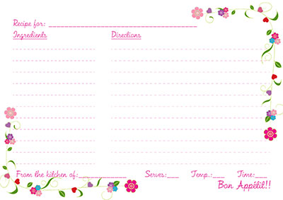 Flowers frame recipe card