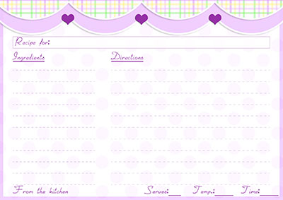 Large purple polka dots recipe card