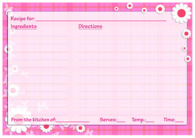 Pink spring recipe card