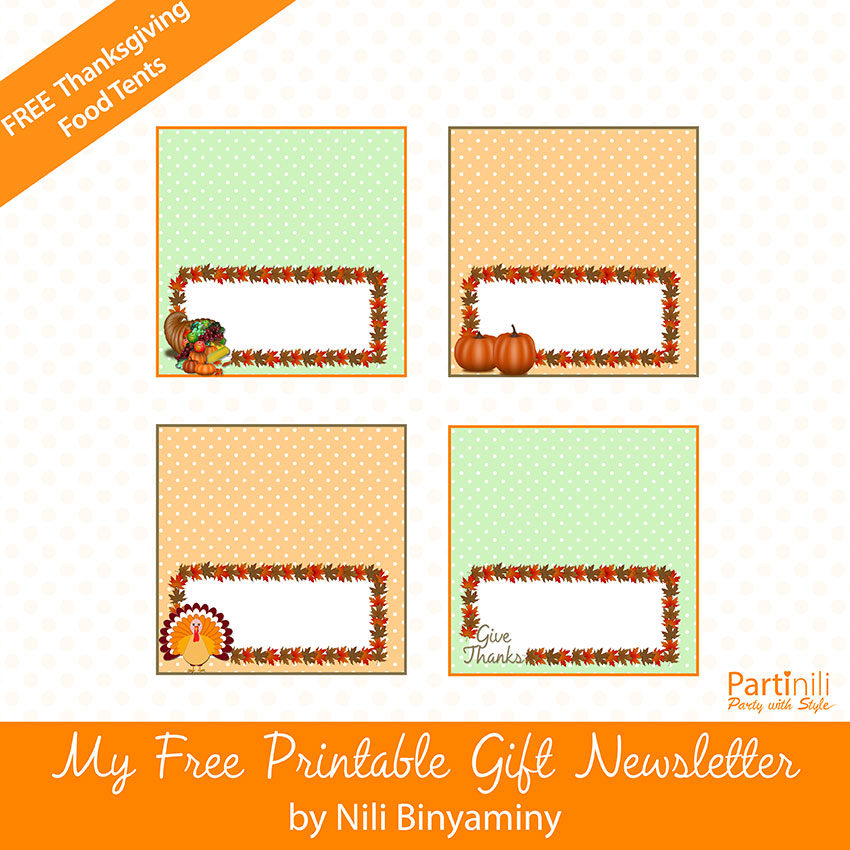 Printable Thanksgiving Place Cards / Food Tents