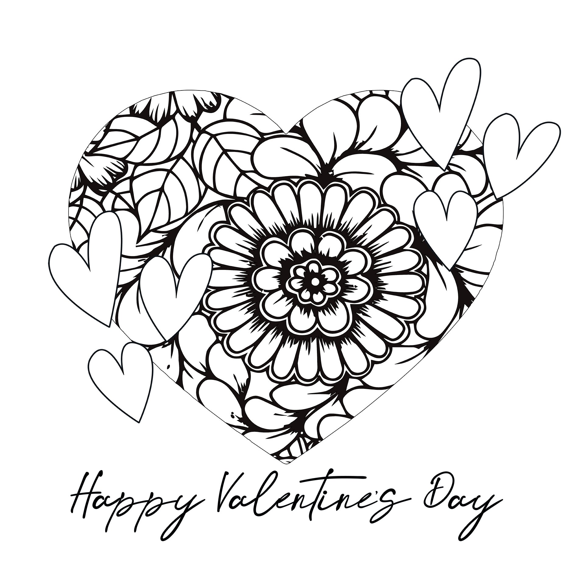 printable valentines day heart coloring card 0011