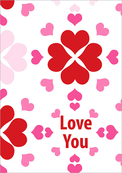 Love You Hearts Printable Card 017