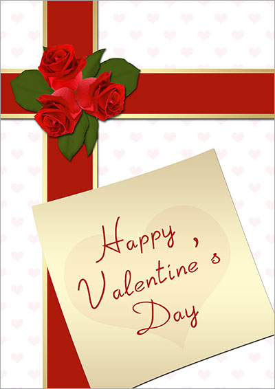 Red Roses Gift Valentine Card 024