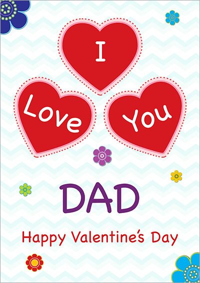 I Love You Dad Hearts Card 033